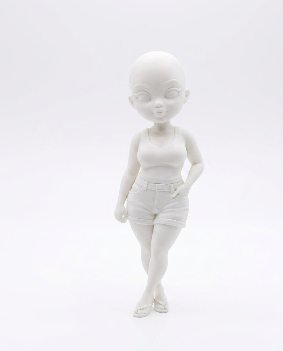 SUPERVALUECHOICE HCSEUA00047  Y - Paint Your Own Unfinished Bald Lady Doll Sculpture Blank Customizable DIY Accessory Base for Keychains Brooches 2.3" × 0.7" × 0.5"