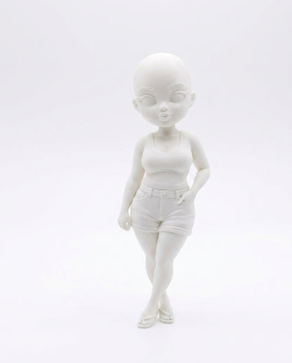 SUPERVALUECHOICE HCSEUA00047  Y - Paint Your Own Unfinished Bald Lady Doll Sculpture Blank Customizable DIY Accessory Base for Keychains Brooches 2.3" × 0.7" × 0.5"