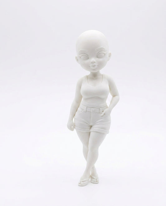 SUPERVALUECHOICE HCSEUA00047  Y - Paint Your Own Unfinished Bald Lady Doll Sculpture Blank Customizable DIY Accessory Base for Keychains Brooches 2.3" × 0.7" × 0.5"