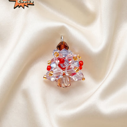 SUPERVALUECHOICE  CHRISTMAS HCSESC00011 Sparkly Crystal Beaded Christmas Tree Pendants For Handmade Jewelry Keyring Bag Charm Xmas Party Diy Craft Decorations