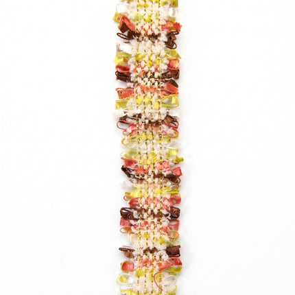 SuperValueChoice HCSEOA00008 Pastel Fringe Tweed Woven Trim Metallic Gold Thread Decorative Ribbon for Dress Hair Accessory DIY Sewing Craft ,0.98in width