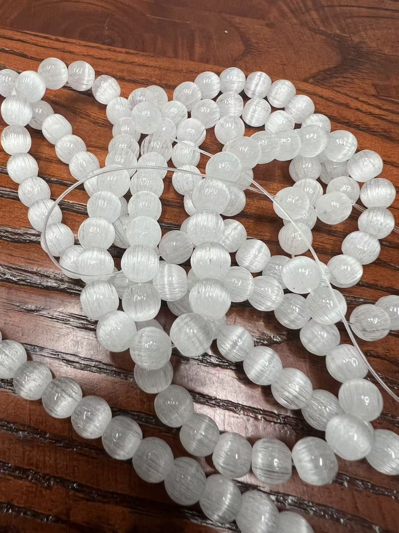 SUPERVALUECHOICE HCSEN00003 0.31 Inch Round Cat Eye Bead Single Strand Necklace 16 Inch With 6 Inch Extender 15 Colors Collarbone Beaded Chain Jewelry For Women