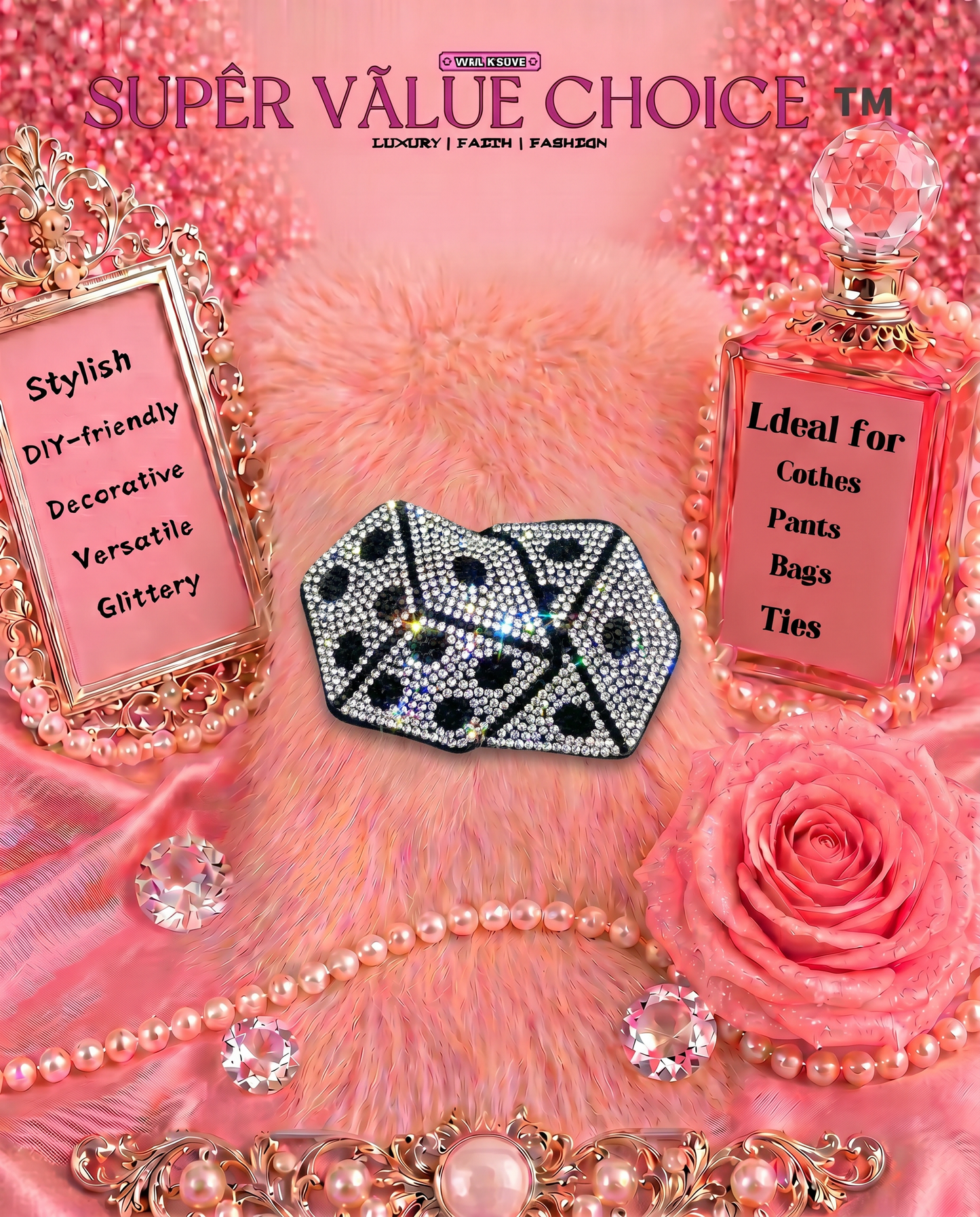 SUPERVALUECHOICE HCSESA00049 Crystal Dice Shape Keychain & Brooch