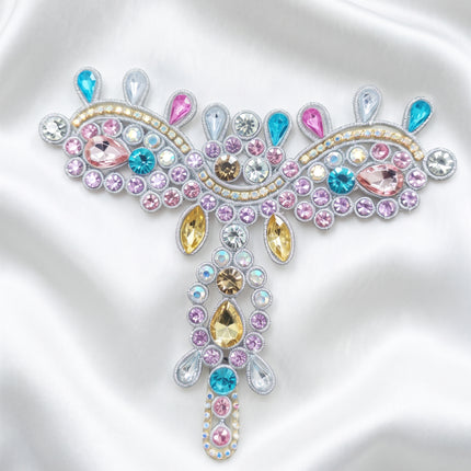 SUPERVALUECHOICE HCSEYD00042 Handmade Rhinestone Applique, Crystal Beaded Patch for Wedding Dress, Evening Gown, Costume DIY Sew On Embellishment