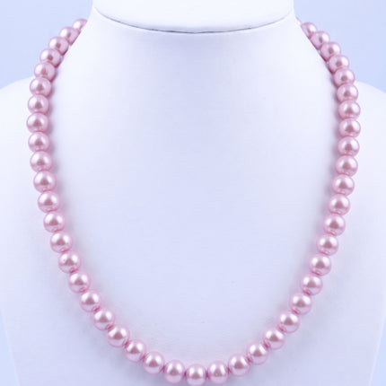 SUPERVALUECHOICE HCSEN00002 Multicolor Round Pearl Choker Necklace Classic Single Strand Beaded Necklace for Women Daily Wedding Jewelry