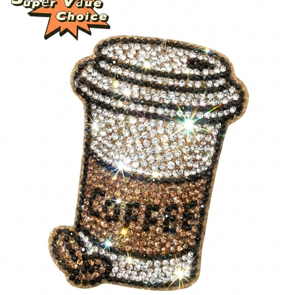 SUPERVALUECHOICE HCSESA00111 Cute Brown Coffee Cup Rhinestone Keychain & Brooch