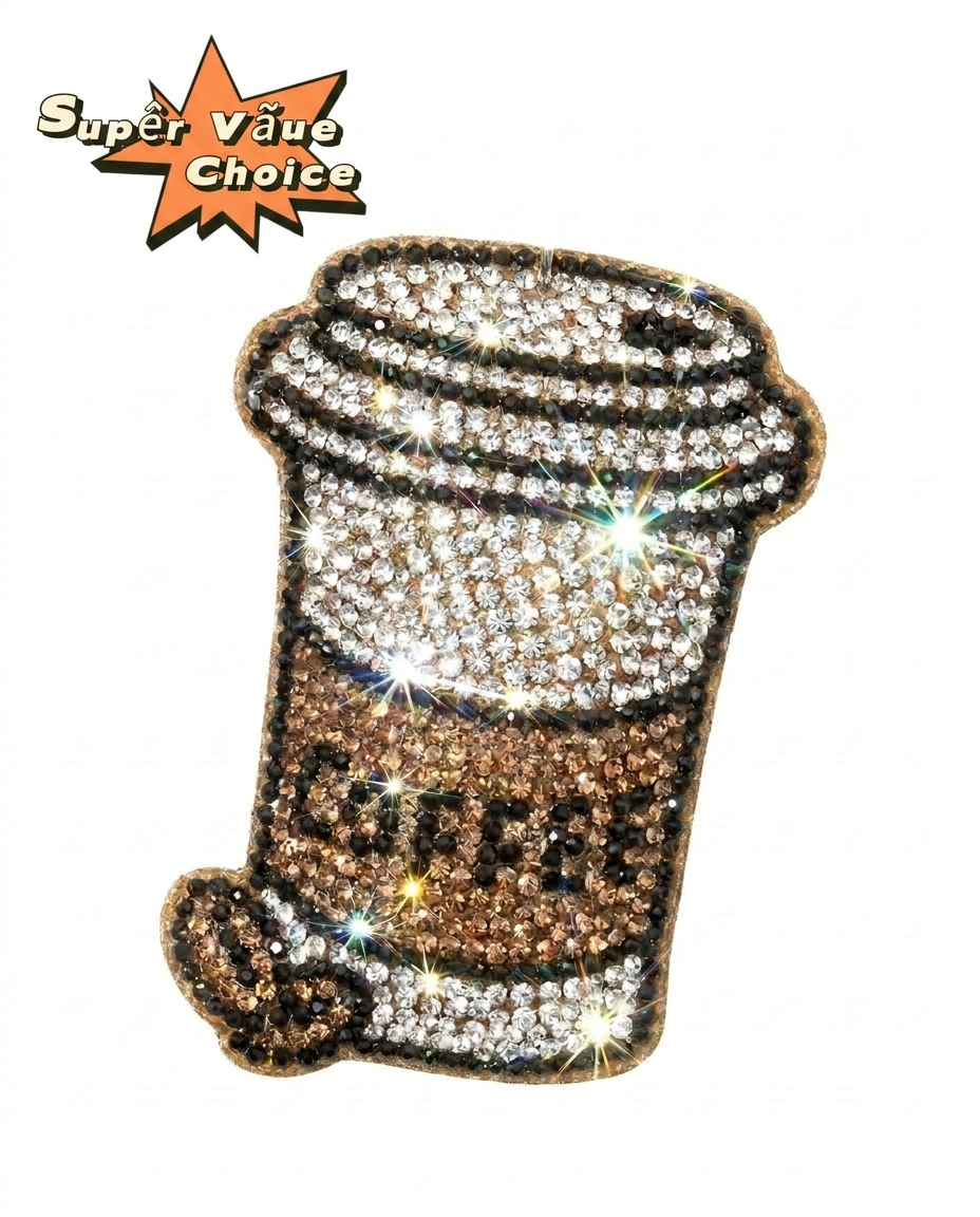 SUPERVALUECHOICE HCSESA00111 Cute Brown Coffee Cup Rhinestone Keychain & Brooch