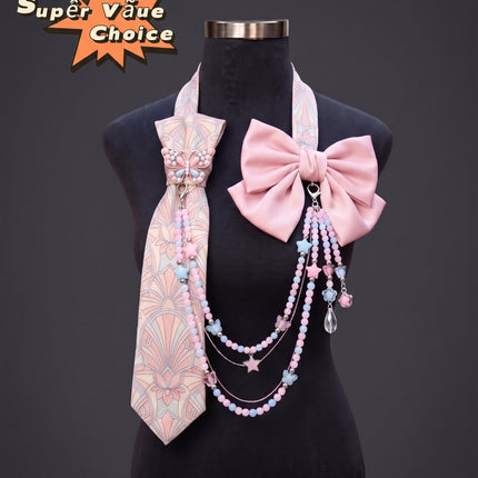 SUPERVALUECHOICE  CHRISTMAS HCSESD00004 DIY Pastel Beaded  Chain, Pink Blue Layered Crystal Chain