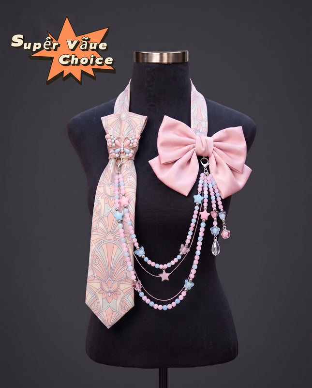 SUPERVALUECHOICE  CHRISTMAS HCSESD00004 DIY Pastel Beaded  Chain, Pink Blue Layered Crystal Chain